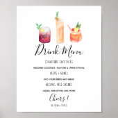 Poster Modèle de menu de boissons mariages modernes cockt (Devant)