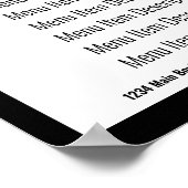 Poster Modèle de menu de restaurant noir et blanc pour en (Coin)