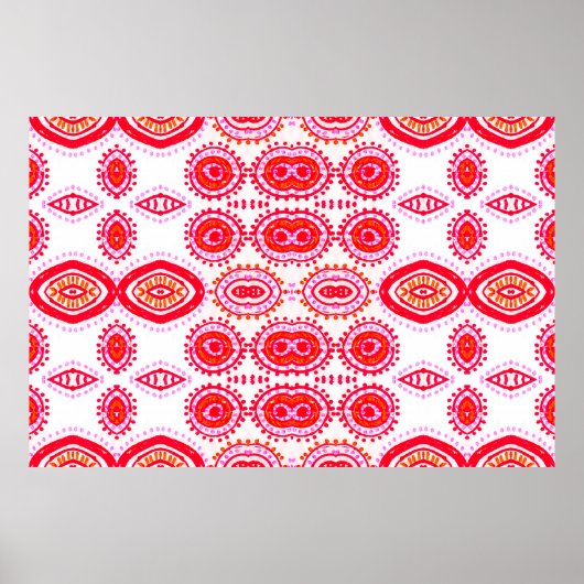 Poster Modèle de mode contemporain. Rouge Folklore Boho G (Devant)