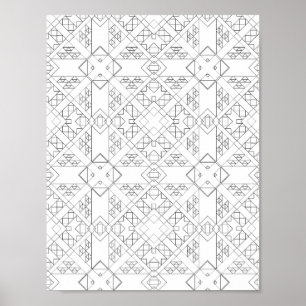 Poster Modèle de page de coloriage de grille de diamants