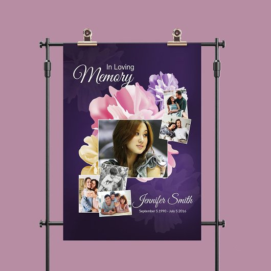 Poster Modèle de panneau de bienvenue de funérailles flor