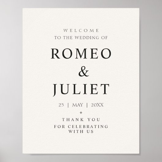 Poster Modèle de panneau de bienvenue de mariage minimal (Devant)