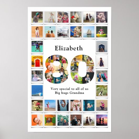 Poster Modèle de photo de famille pour le 80e anniversair (Devant)