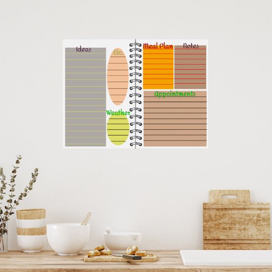 Poster Modèle de planificateur numérique (Cuisine)