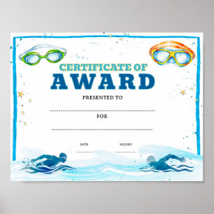 Poster modèle de prix de réussite en natation modifiable