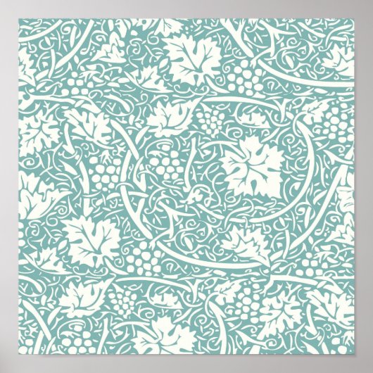 Poster Modèle de raisin de William Morris sarcelle turquo (Devant)