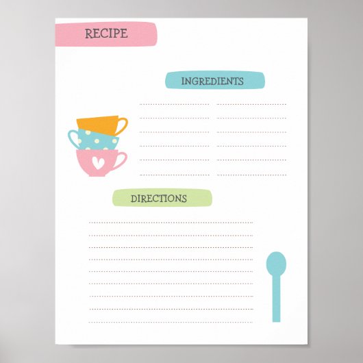 Poster Modèle de recette A4 (téléchargement instantané) (Devant)