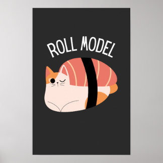 Poster Modèle de Roulé de Chat Sushi Drôle