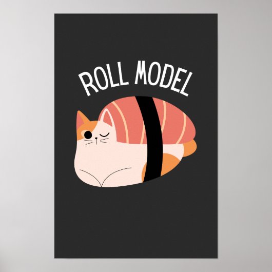 Poster Modèle de Roulé de Chat Sushi Drôle (Devant)