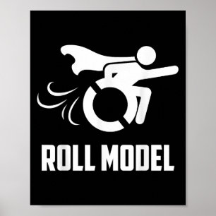 Poster Modèle de rouleau cool _ Personne handicapée drôle