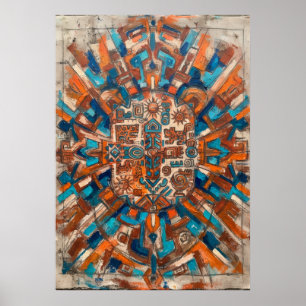 Poster Modèle de soleil géométrique du sud-ouest et motif