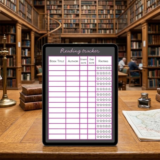 Poster Modèle de suivi de lecture numérique pour tablette