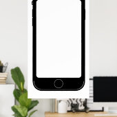 Poster Modèle de téléphone mobile simple noir et blanc (Bureau à domicile)