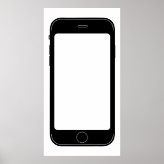 Poster Modèle de téléphone mobile simple noir et blanc