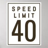 Poster Modèle de vitesse limite 40 | Fête du 40e annivers (Devant)