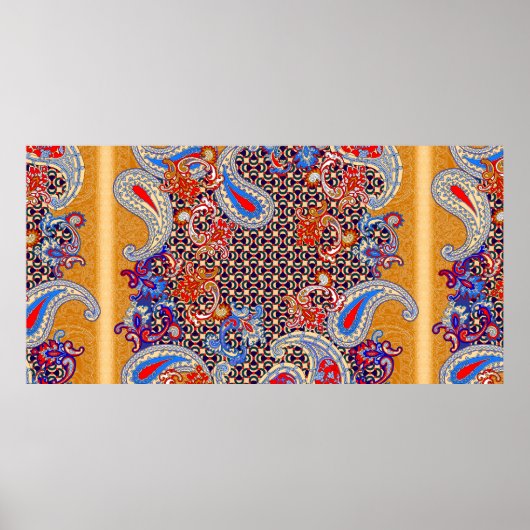 Poster Modèle d'écharpe multicolore Paisley (Devant)