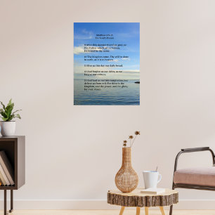 Poster Modèle d'Écriture, Le Notre Père, mer, ciel