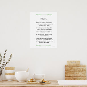 Poster Modèle d'Écriture, Le Notre Père, noir