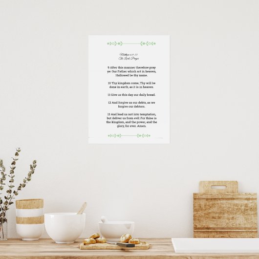 Poster Modèle d'Écriture, Le Notre Père, noir (Cuisine)