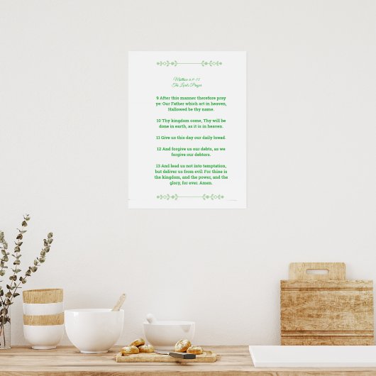Poster Modèle d'Écriture, Le Notre Père, vert (Cuisine)