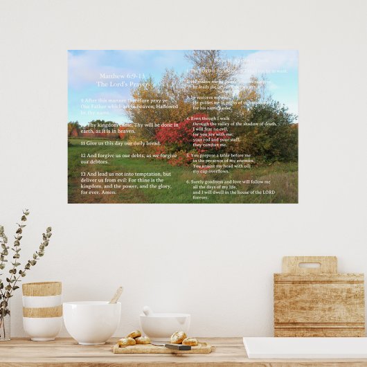 Poster Modèle d'Écriture, Psaume 23, Notre Père (Cuisine)