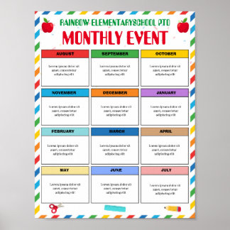 Poster Modèle d'événement mensuel PTO modifiable PTA