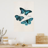 Poster Modèle d'illustration de papillon bleu Turquoise v (Cuisine)