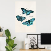 Poster Modèle d'illustration de papillon bleu Turquoise v (Bureau à domicile)