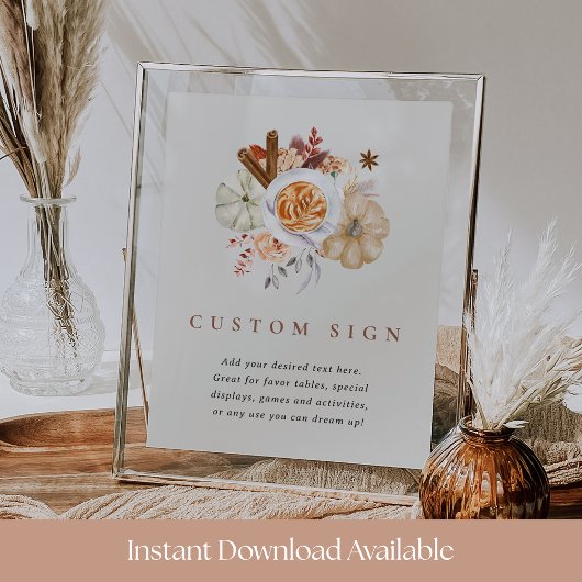 Poster Modèle du panneau du Baby shower d'épices Citroui