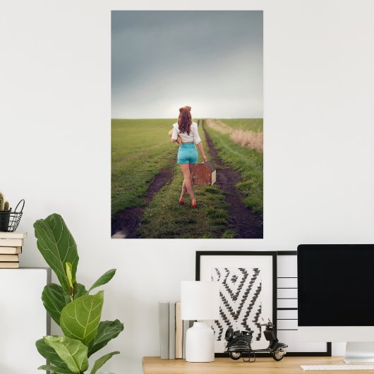 Poster Modèle "Femmes & Météo" Sur Une Route Sale Photogr (Bureau à domicile)