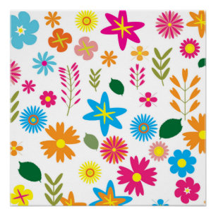 POSTER MODÈLE FLORAL COLORÉ