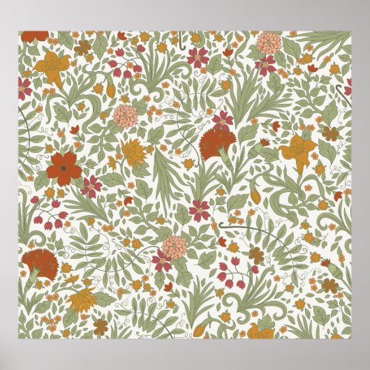 Poster Modèle floral élégant et capricieux. (Devant)