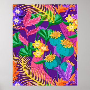 Poster Modèle floral exotique coloré-23148