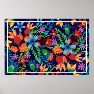 Poster Modèle floral exotique coloré-32436