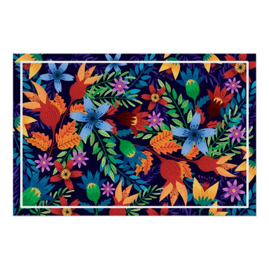 Poster Modèle floral exotique coloré-32436 (Devant)