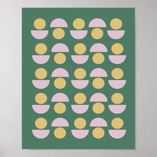Poster Modèle floral géométrique scandinave en vert (Devant)