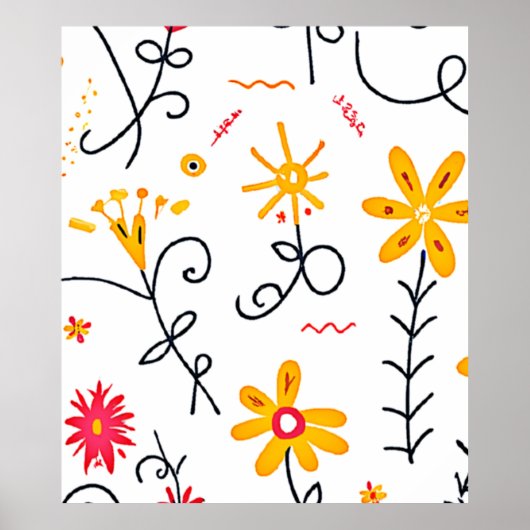 Poster Modèle floral lunaire (Devant)