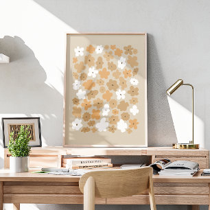 Poster Modèle floral rétro