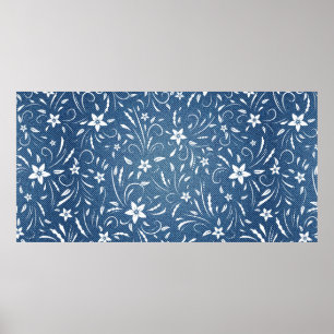 Poster Modèle floral sur denim