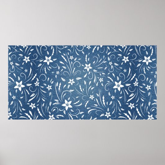 Poster Modèle floral sur denim (Devant)