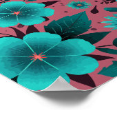 Poster Modèle floral turquoise sur Arrière - plan marron (Coin)