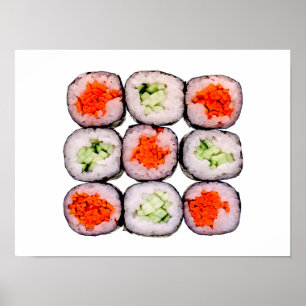 Poster Modèle japonais de nourriture de Rolls de sushi