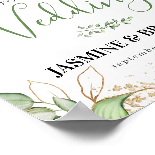 Poster Modèle Mariage de bienvenue en or vert (Coin)