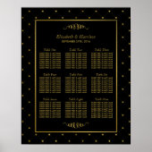 Poster Modèle moderne de table Mariage à effet noir et or (Devant)