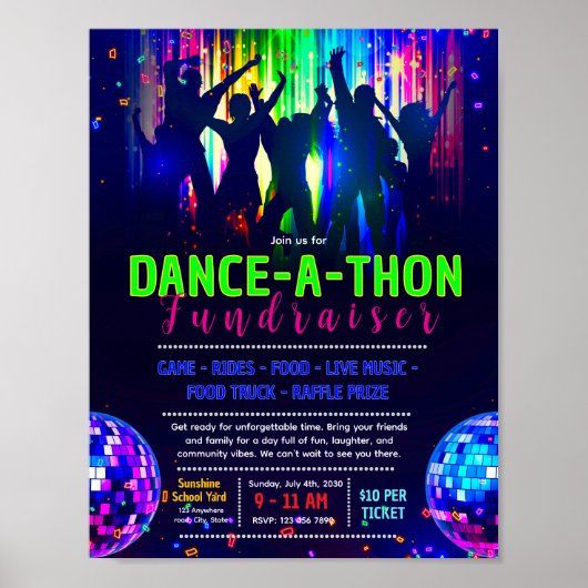 Poster Modèle modifiable de flyer de dance-a-thon lumineu (Devant)