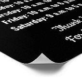 Poster Modèle noir et blanc des heures d'ouverture d'entr (Coin)