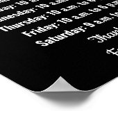 Poster Modèle noir et blanc des heures d'ouverture d'entr (Coin)