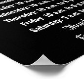 Poster Modèle noir et blanc des heures d'ouverture du nom (Coin)