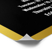 Poster Modèle Noir Votre Logo Ici Heures d'ouverture (Coin)