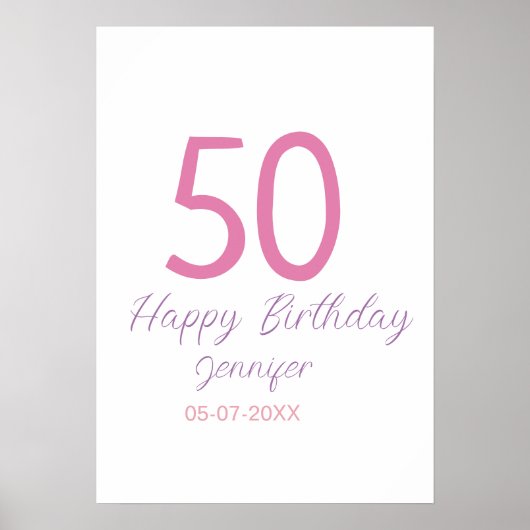 Poster modèle rose anniversaire 50 ans ajoutez nom date a (Devant)
